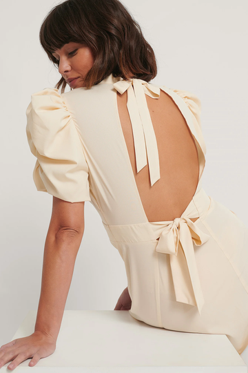 NA-KD Boho Midiklänning Med Öppen Rygg - Beige