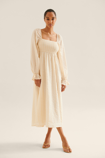 NA-KD Boho Rutig Maxiklänning Med Smock - Checkered