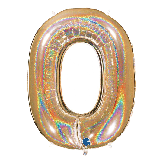 Sifferballong Glitter Guld - Siffra 0