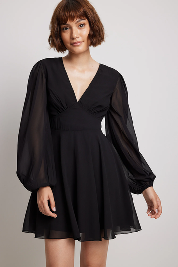NA-KD Boho Miniklänning i chiffon - Black