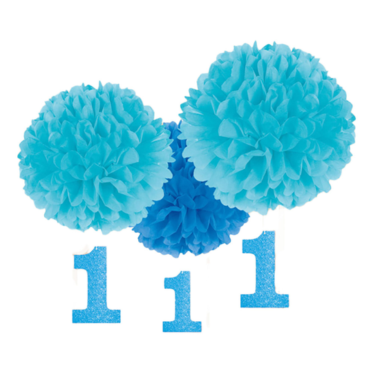 Blå Pom Pom Kit 1 År - 3-pack