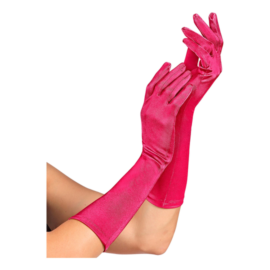 Rosa Satinhandskar Långa - One size