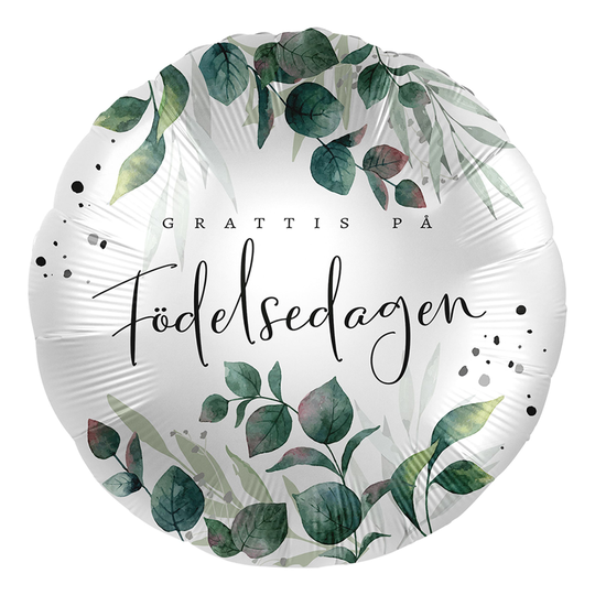 Folieballong Grattis på Födelsedagen Eucalyptus