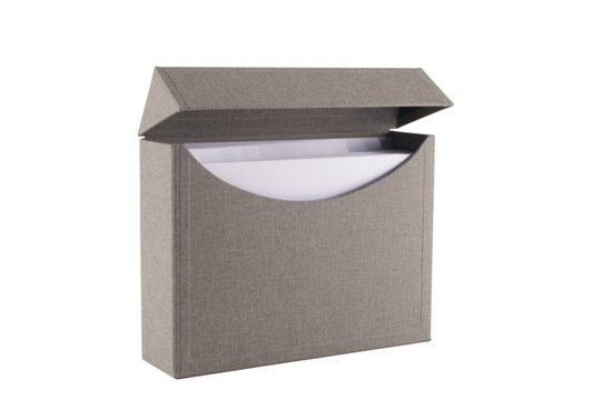 Vävklädd arkivbox ljusgrå a4
