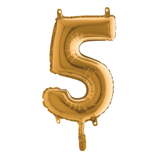 Sifferballong Mini Guld Metallic - Siffra 5