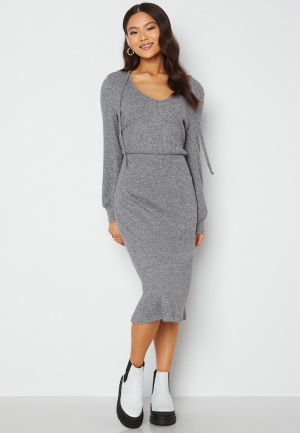Happy Holly Josey rib midi dress Grey melange 32/34