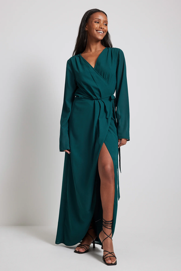 NA-KD Boho Maxiklänning med omlott - Green
