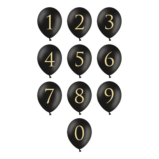 Sifferballong Latex Svart - Siffra 9