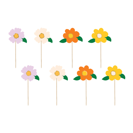 Cake Picks - Blommor - Pastell