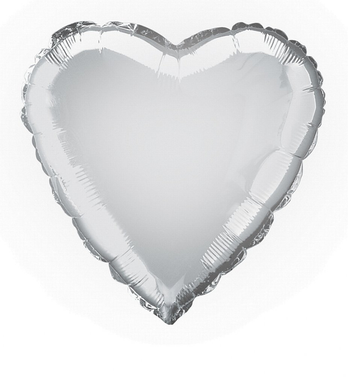 Folieballong - Hjärta - Silver (Storlek:: 45 cm)