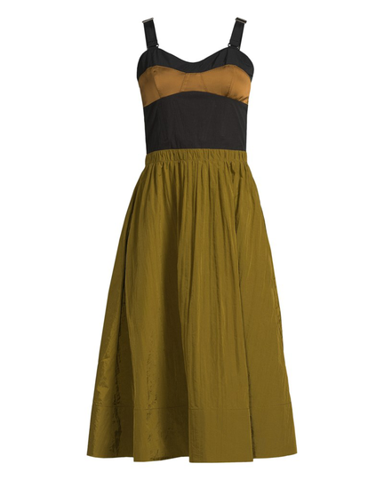 Klänning bustier black gold olive