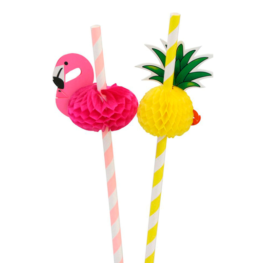 Sugrör Flamingo & Ananas - 8-pack
