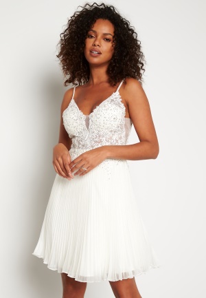 Christian Koehlert Glitter Plisse Dress Ivory 34