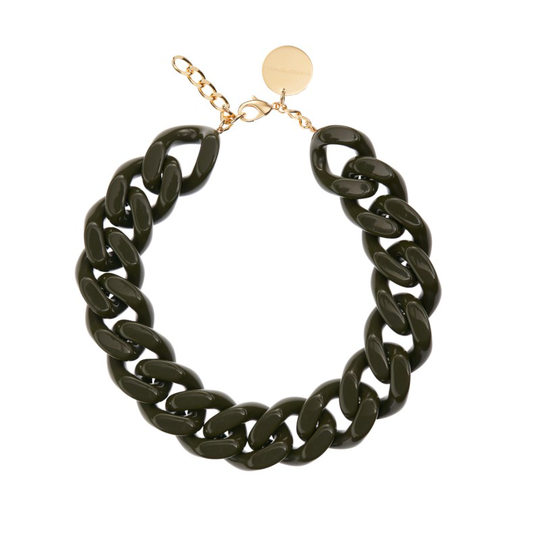 Halsband big flat chain winter olive