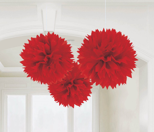 Pom Pom - 3-pack - Röda 40 cm