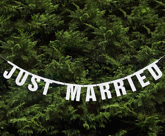 Vimpel - Just Married - Silverglitter