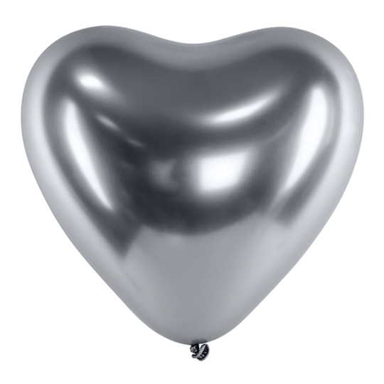 Hjärtballonger Krom Silver - 10-pack