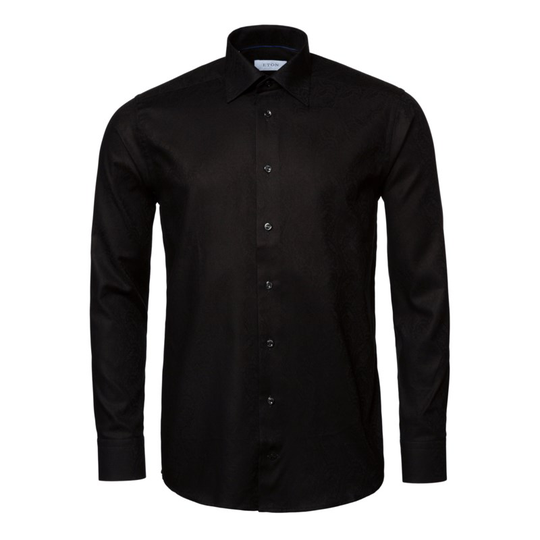 Smokingskjorta jacquard slim fit svart