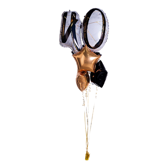 Ballongbukett Marble Shape Birthday 40 Guld/Svart