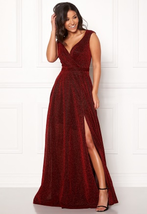 Goddiva Glitter Wrap Maxi Dress Red XS (UK8)