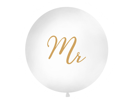 Jätteballong - Mr - Vit/Guld