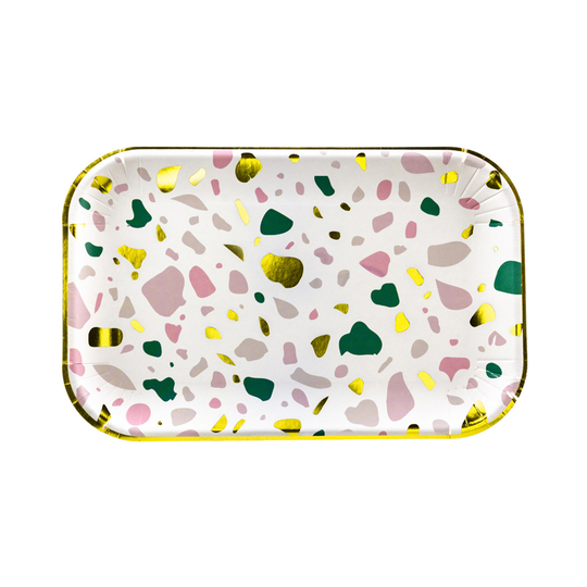 Papptallrikar - Avlånga - Color mix/Metallic