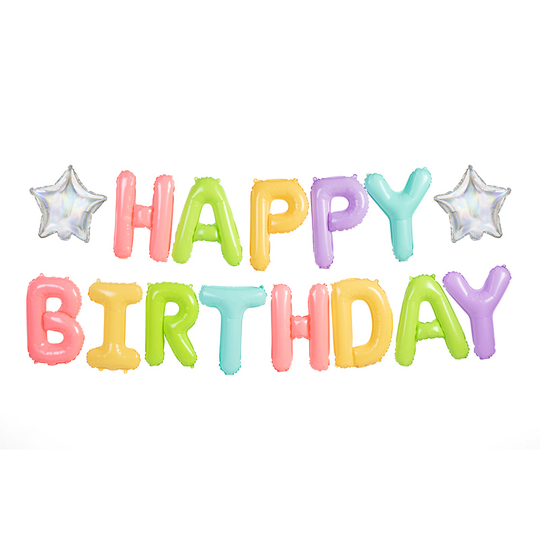 Ballonggirlang - Happy Birthday - Pastellmix