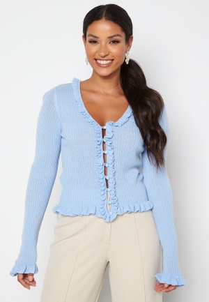 VILA Salli V-Neck Frill Cardigan Kentucky Blue S
