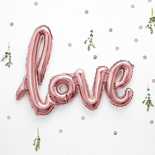 Folieballong - Script - Love - Roséguld