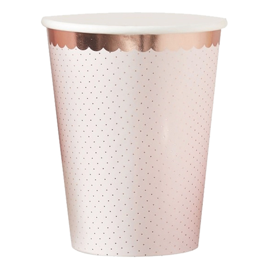 Pappersmuggar Blomster Roséguld - 8-pack