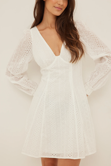 NA-KD Boho Miniklänning med kupor - White