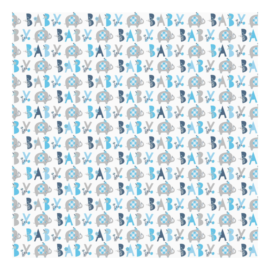 Presentpapper Baby med Elefanter Blå