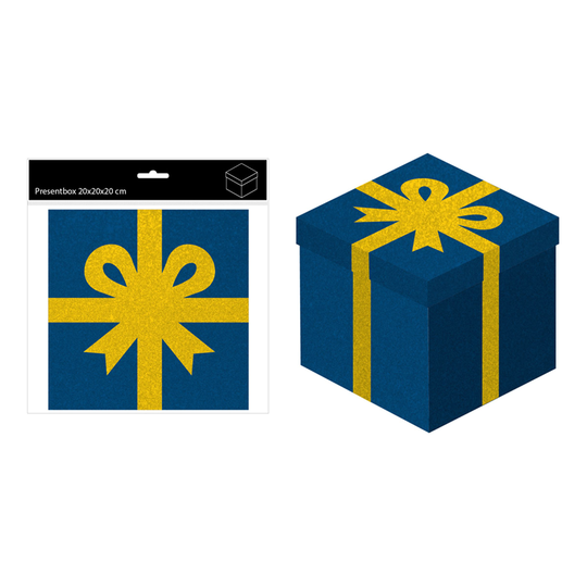 Presentbox Blå/Gul/Glitter - 1-pack