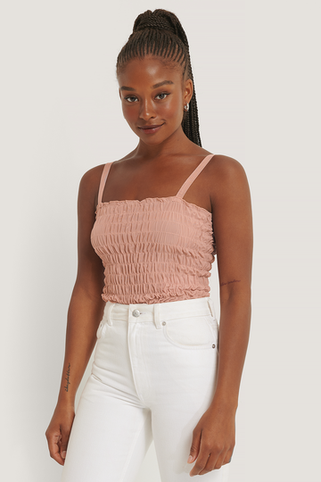 NA-KD Boho Meshlinne Med Smock - Pink