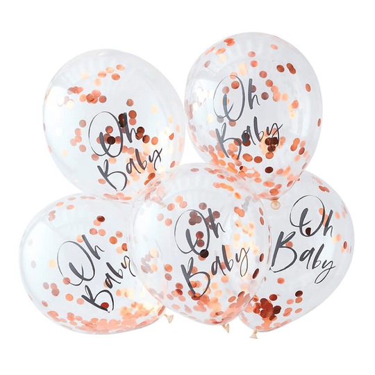 Konfettiballonger Oh Baby - 5-pack