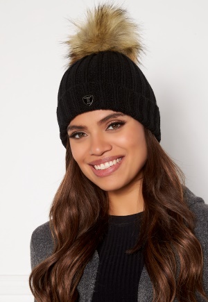ROCKANDBLUE Pom Pom Hat Black/Natural One size