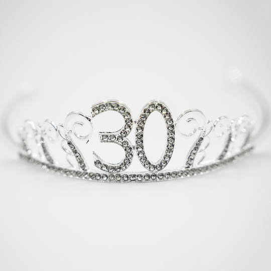 Tårtdekoration Tiara Siffra i Metall Silver - Siffra 30