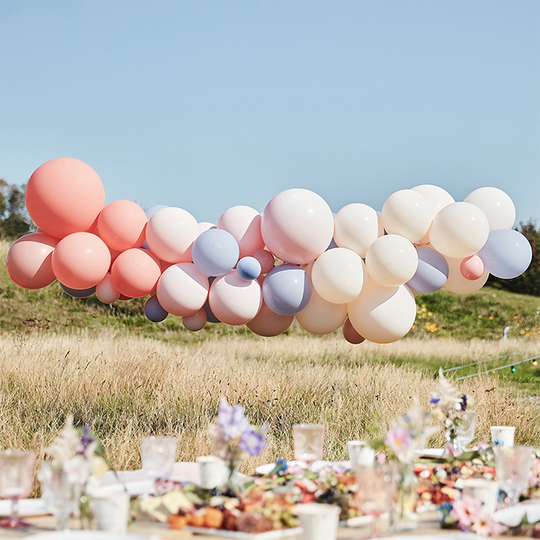 Ballongbåge - Blush, nude & ljusblå