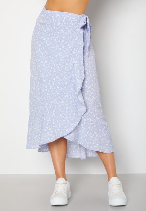 BUBBLEROOM Villima midi skirt Light blue / Patterned 38