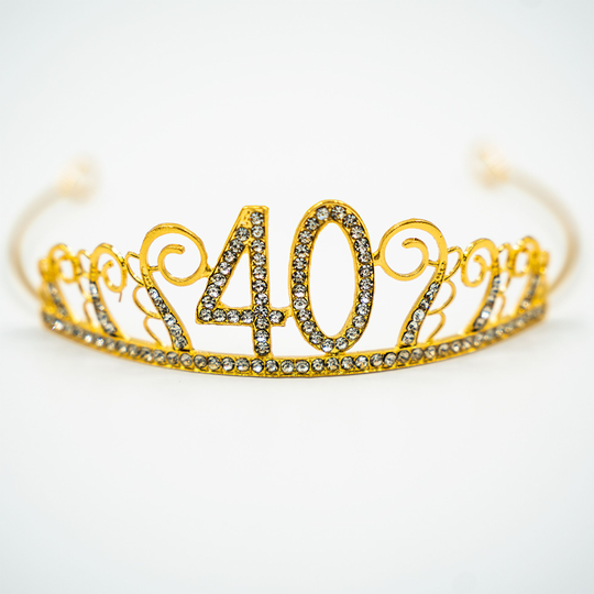 Tårtdekoration Tiara Siffra i Metall Guld - Siffra 40
