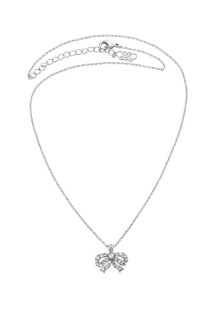 LILY AND ROSE Petite Antoinette Bow Necklace Crystal Silver One size