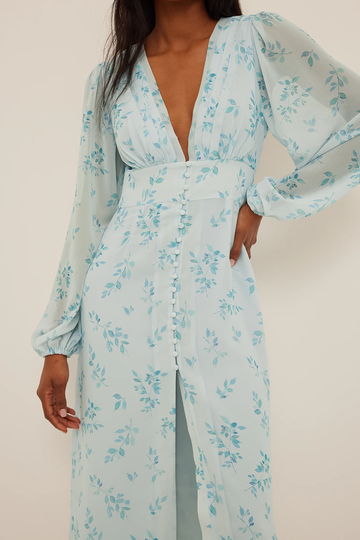 NA-KD Boho Midiklänning - Blue,Flower