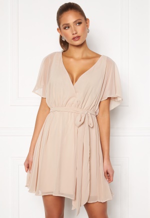 Goddiva Flutter Skater Dress Latte L (UK14)