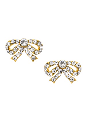 LILY AND ROSE Petite Antoinette Bow Earrings Crystal Gold One size