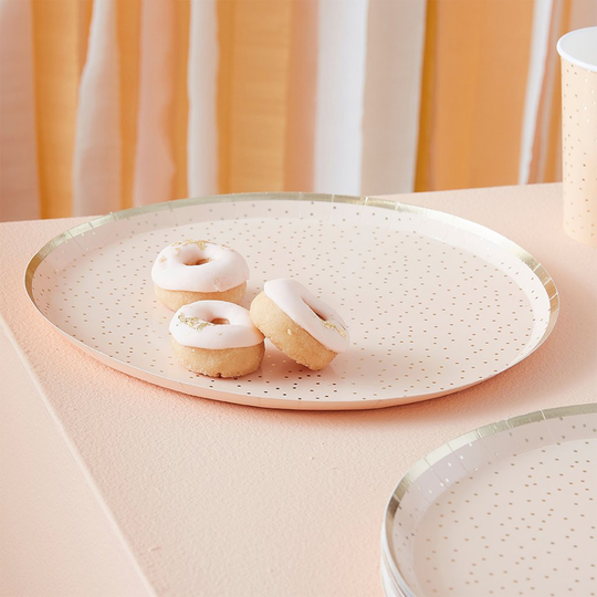 Papptallrikar - Peach & Gold