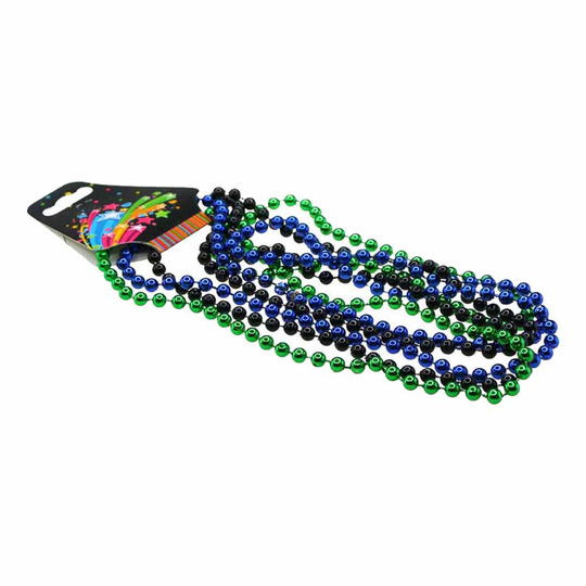 Pärlhalsband Blå/Grön/Svart - 3-pack