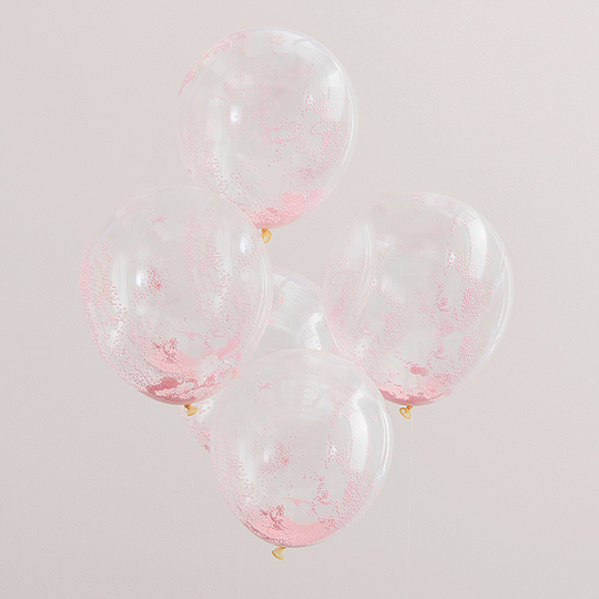 Konfettiballonger - Pärlor - Ljusrosa