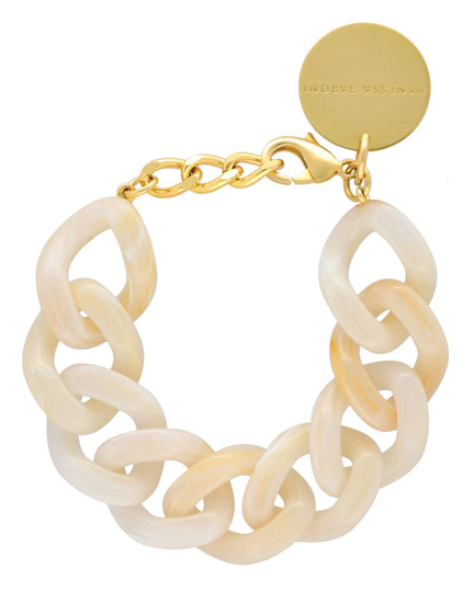 Armband flat chain pearl marble