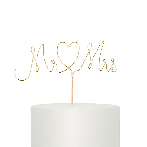 Cake Topper - Wire - Mr & Mrs - Guld