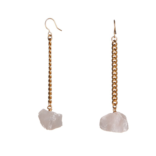 Örhängen keep me hanging rose quartz guld
